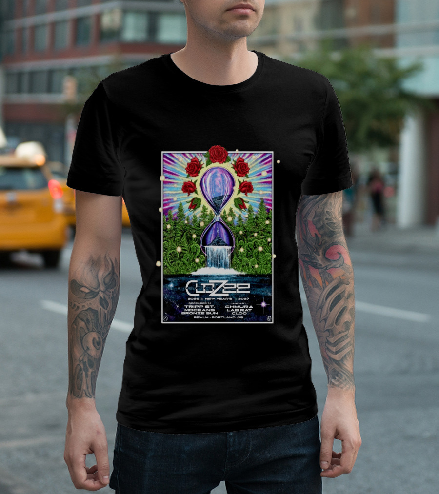 CloZee New Year's Eve 2026 2027 Portland Oregon Realm Event Featuring Trip St MZG Enzi Chad Chmura Labrat Supertask Comisar T-Shirt