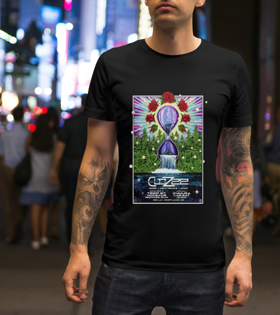 CloZee New Year's Eve 2026 2027 Portland Oregon Realm Event Featuring Trip St MZG Enzi Chad Chmura Labrat Supertask Comisar T-Shirt