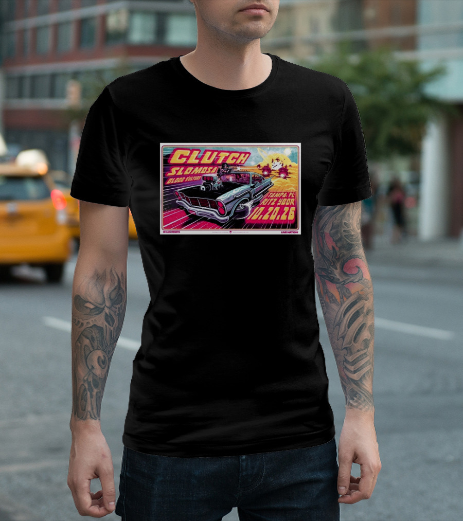 Clutch Slomosa Blood Vulture Tampa FL Ritz Ybor 10 20 26 Live Nation Promo Car T-Shirt