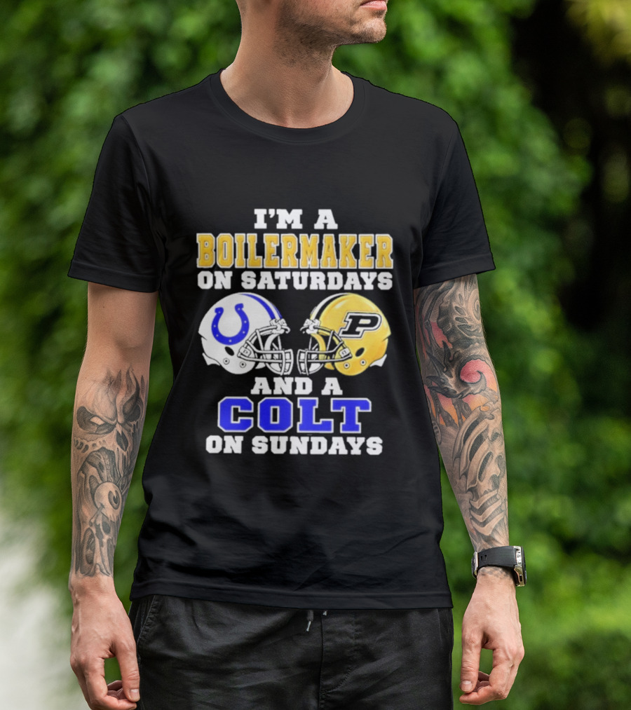 I'm A Boilermaker On Saturdays And A Colt On Sundays Football Helmets T-Shirt