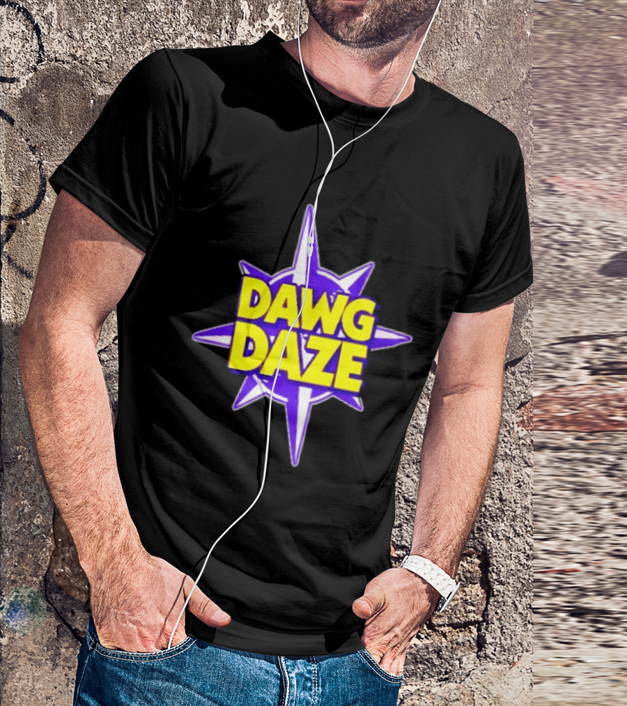 Dawg Daze University Campus Orientation Purple And Yellow Starburst T-Shirt