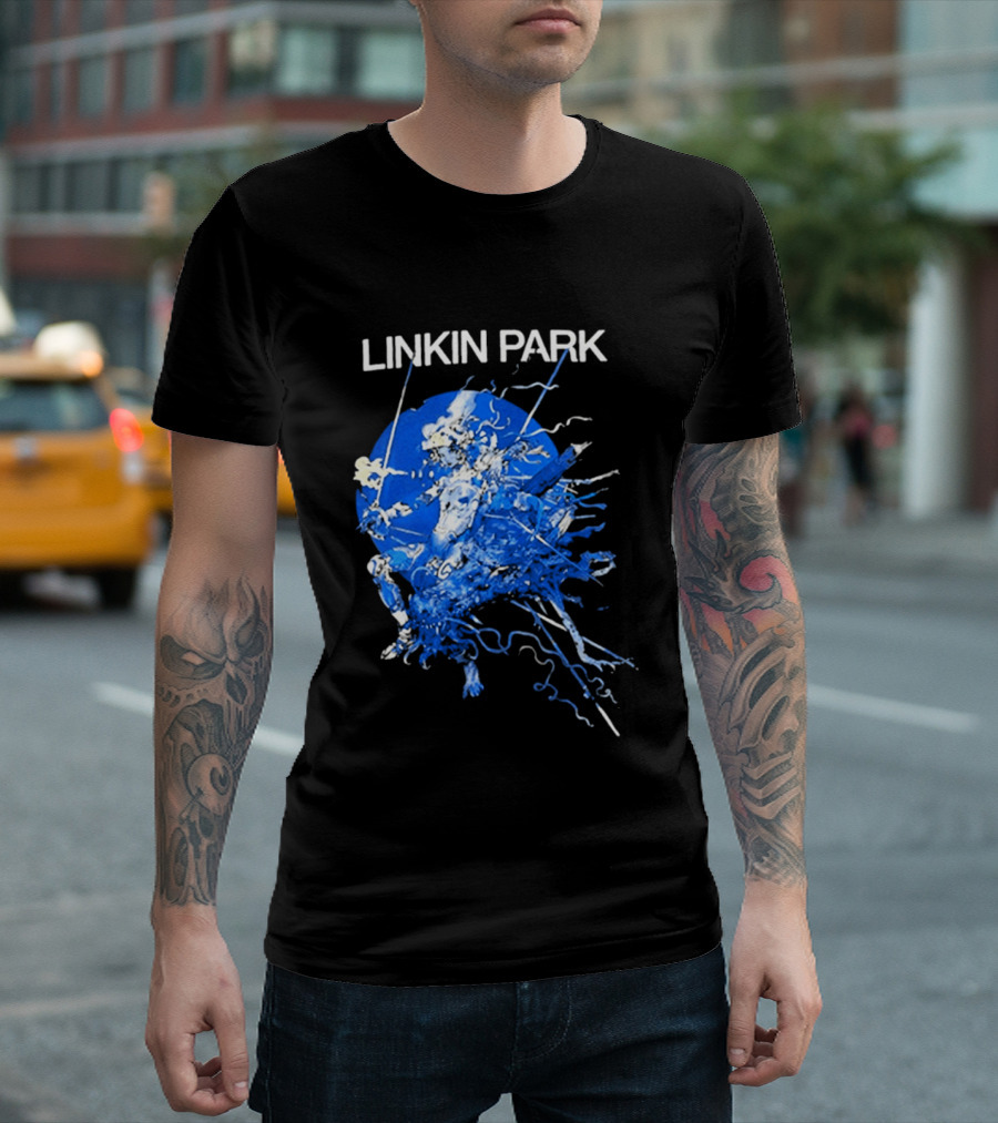 Linkin Park Katsuya Terada Blue Abstract Art Collaboration T-Shirt
