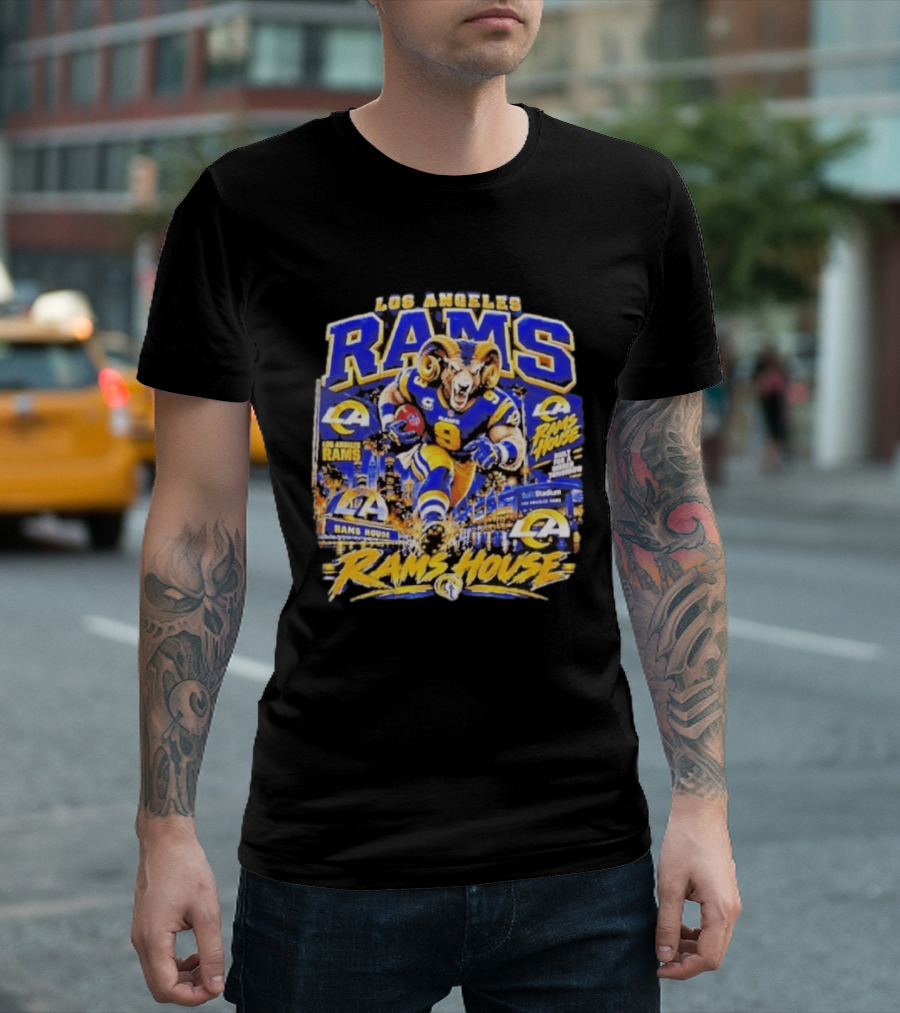 Los Angeles Rams House Ram Mascot SoFi Stadium Football Fan Gear T-Shirt
