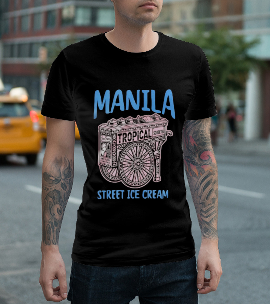 Manila Tropical Sorbetes Vintage Cart Street Ice Cream T-Shirt
