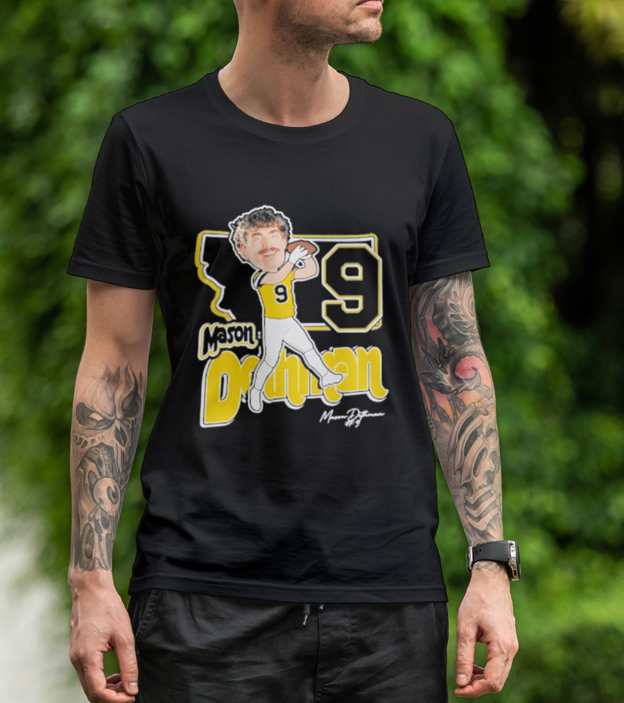 Mason Dethman Montana State Bobcats Caricature 2026 Number 9 Football T-Shirt