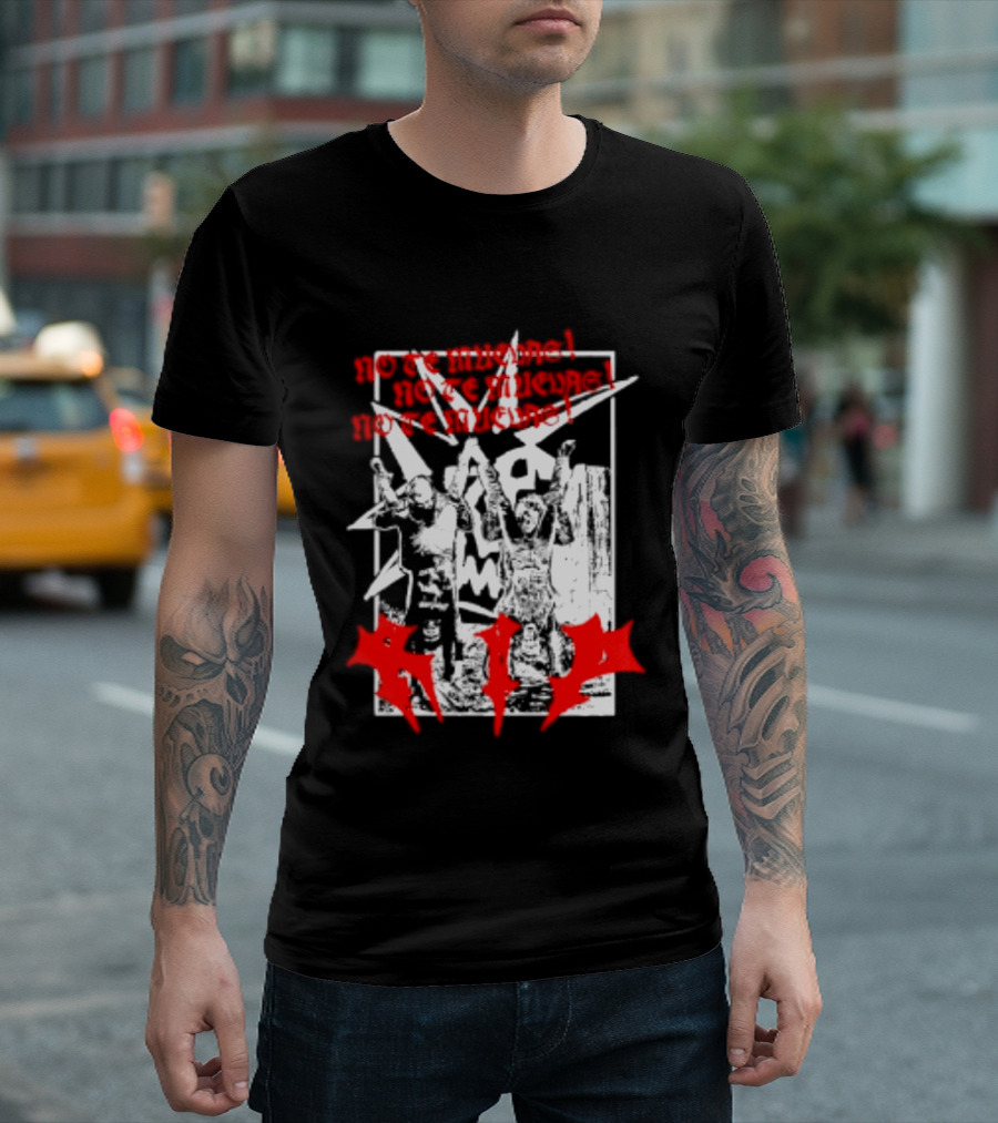 No Te Muevas Rip Punk Rock Hardcore Band White And Red Distorted T-Shirt
