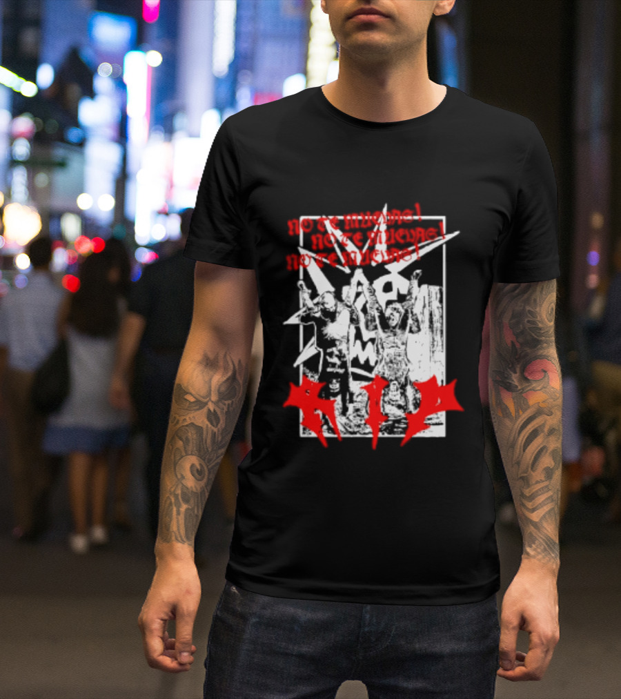 No Te Muevas Rip Punk Rock Hardcore Band White And Red Distorted T-Shirt