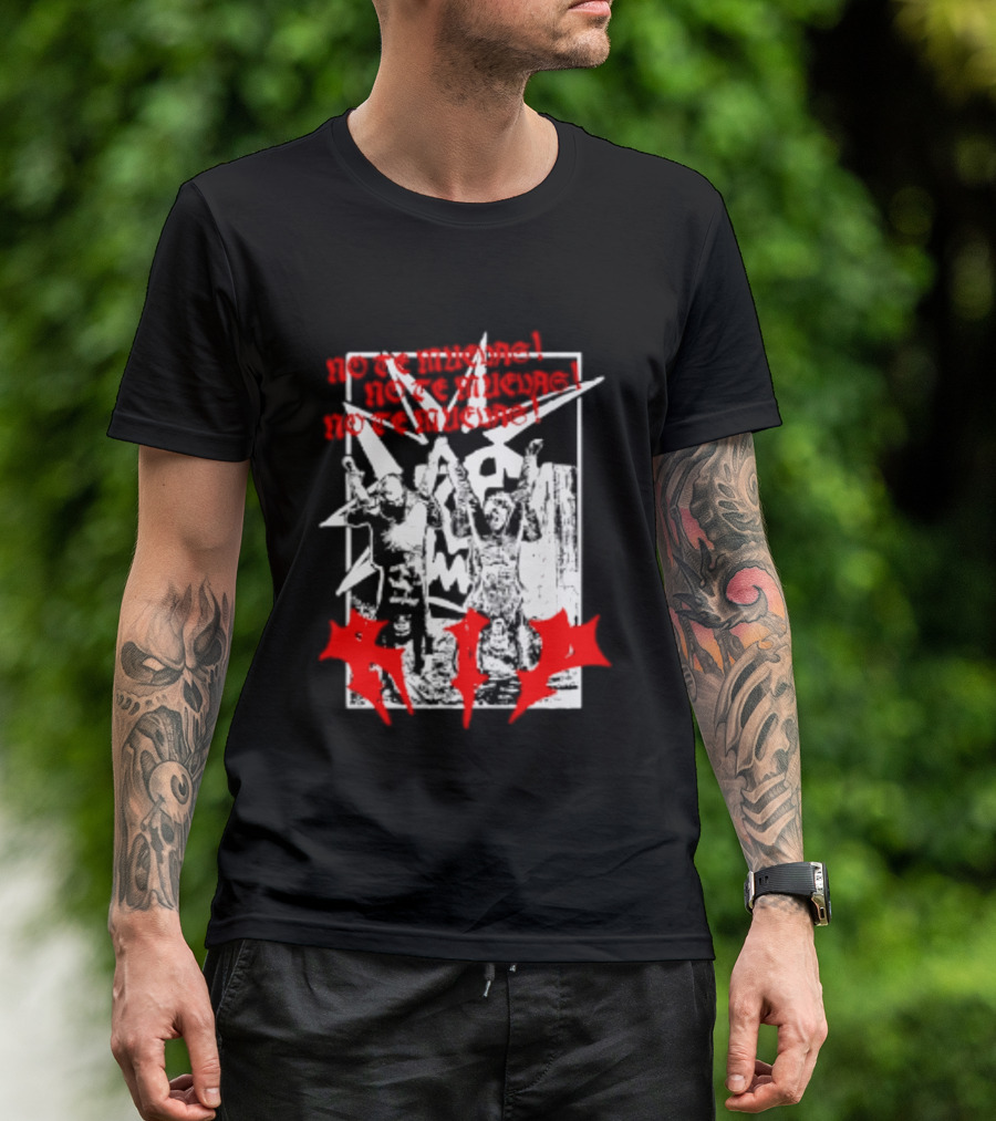 No Te Muevas Rip Punk Rock Hardcore Band White And Red Distorted T-Shirt