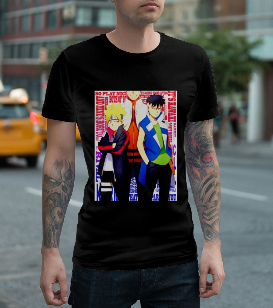 Uzumaki Boruto Naruto Kawaki Rivals Bright Style Manga Characters T-Shirt