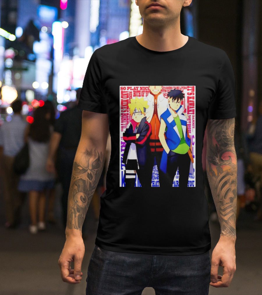 Uzumaki Boruto Naruto Kawaki Rivals Bright Style Manga Characters T-Shirt