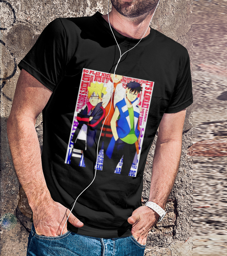 Uzumaki Boruto Naruto Kawaki Rivals Bright Style Manga Characters T-Shirt