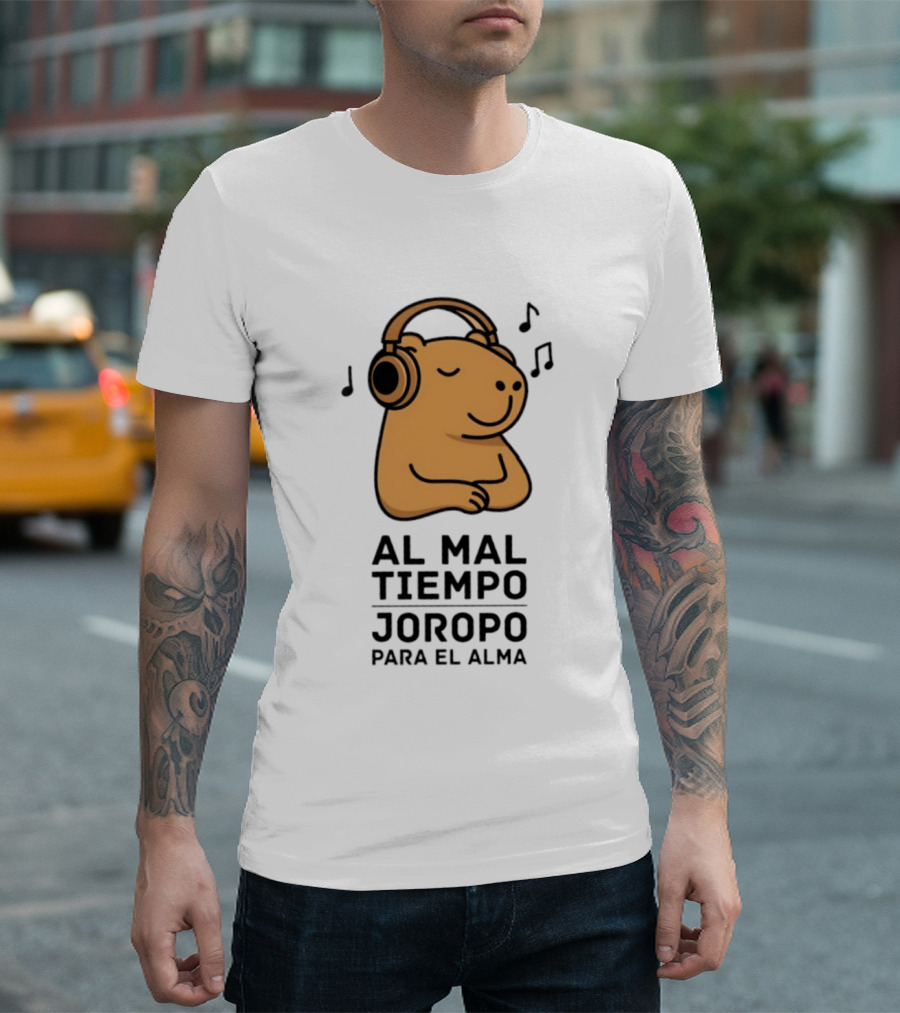 Al Mal Tiempo Joropo Para El Alma Capybara Headphones Music Notes T-Shirt