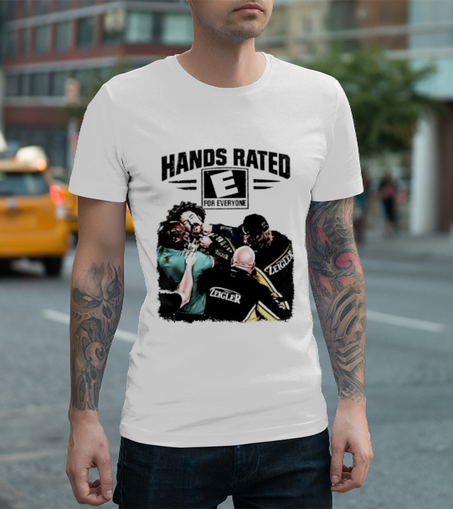 Hands Rated E For Everyone NASCAR Racing Brawl Scene T-Shirt