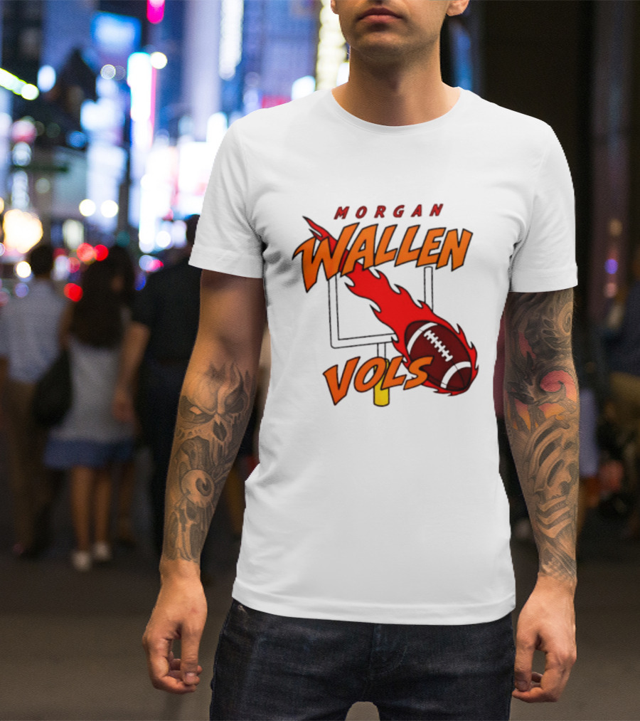 Morgan Wallen Vols Football Tennessee Volunteers Flaming Football Goalpost T-Shirt