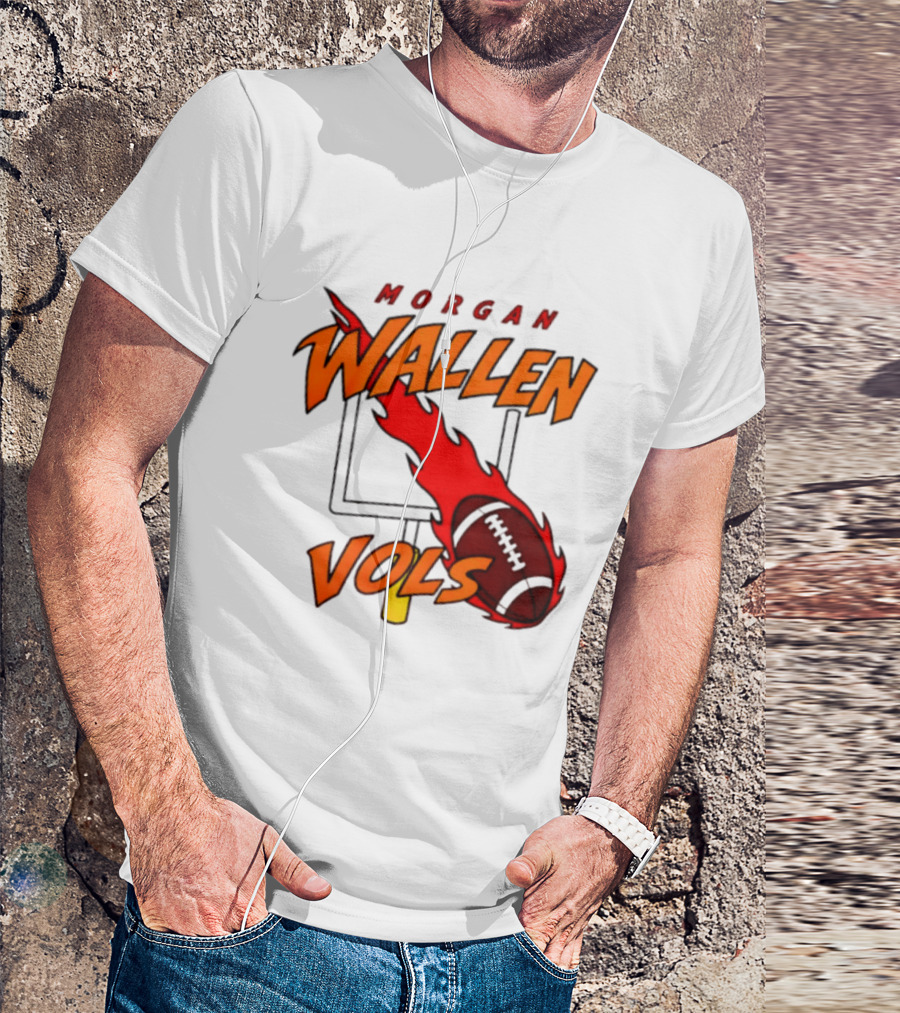 Morgan Wallen Vols Football Tennessee Volunteers Flaming Football Goalpost T-Shirt
