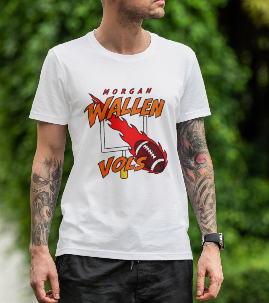 Morgan Wallen Vols Football Tennessee Volunteers Flaming Football Goalpost T-Shirt