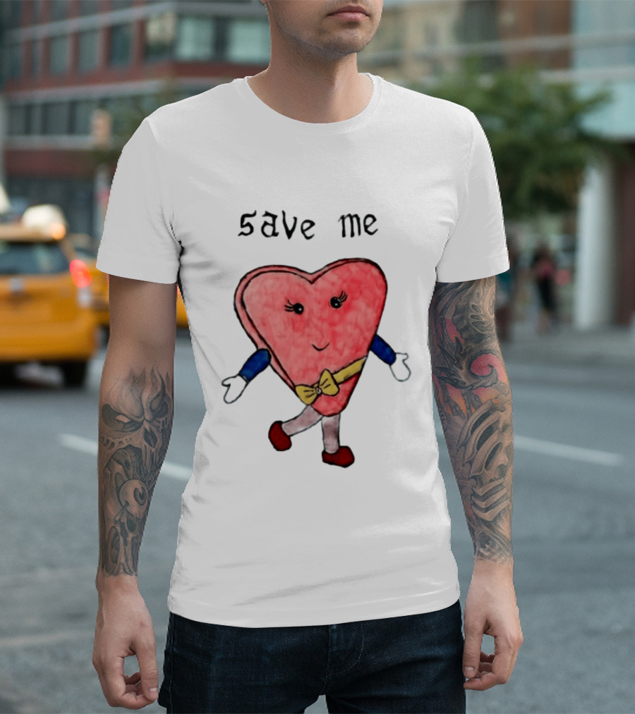 Save Me Heart Cartoon With Bowtie And Arms T-Shirt