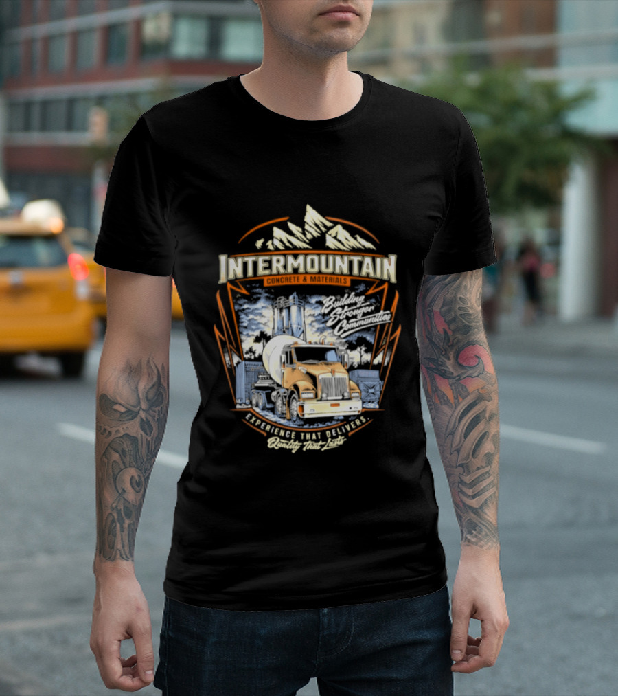Intermountain Concrete And Materials Building America Truck Mountains Scene T-Shirt