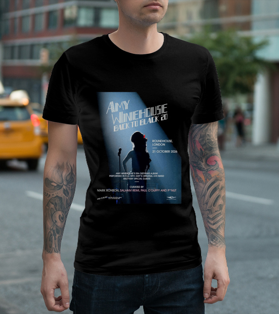 Amy Winehouse Back To Black 20 Roundhouse London 21 October 2026 Live Performance Event T-Shirt