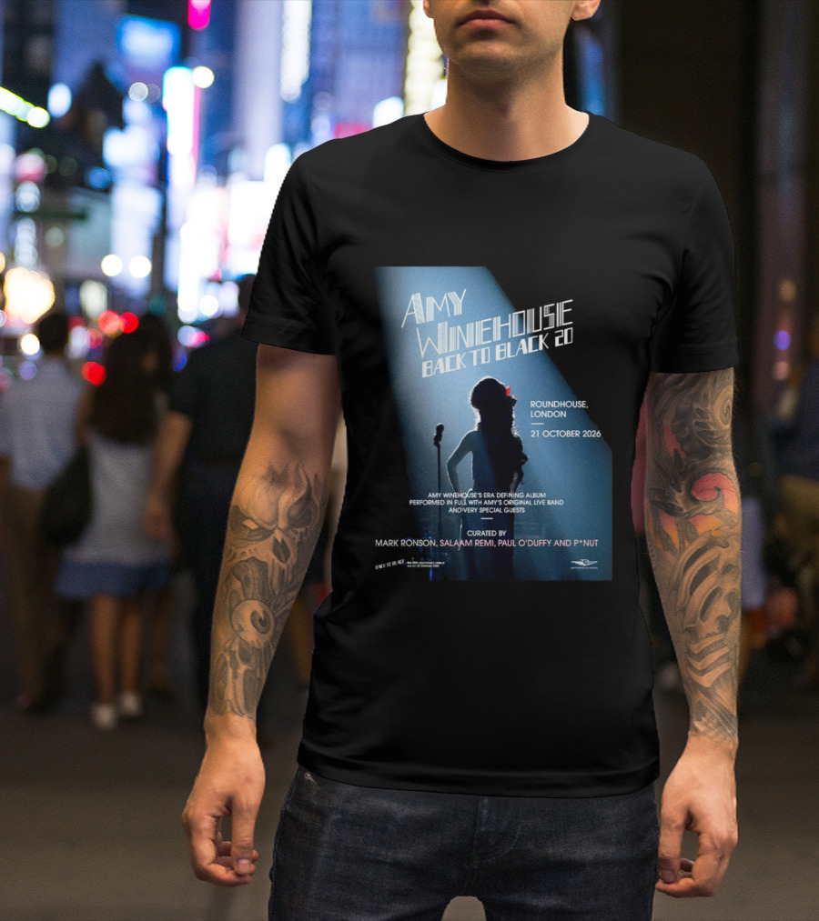 Amy Winehouse Back To Black 20 Roundhouse London 21 October 2026 Live Performance Event T-Shirt