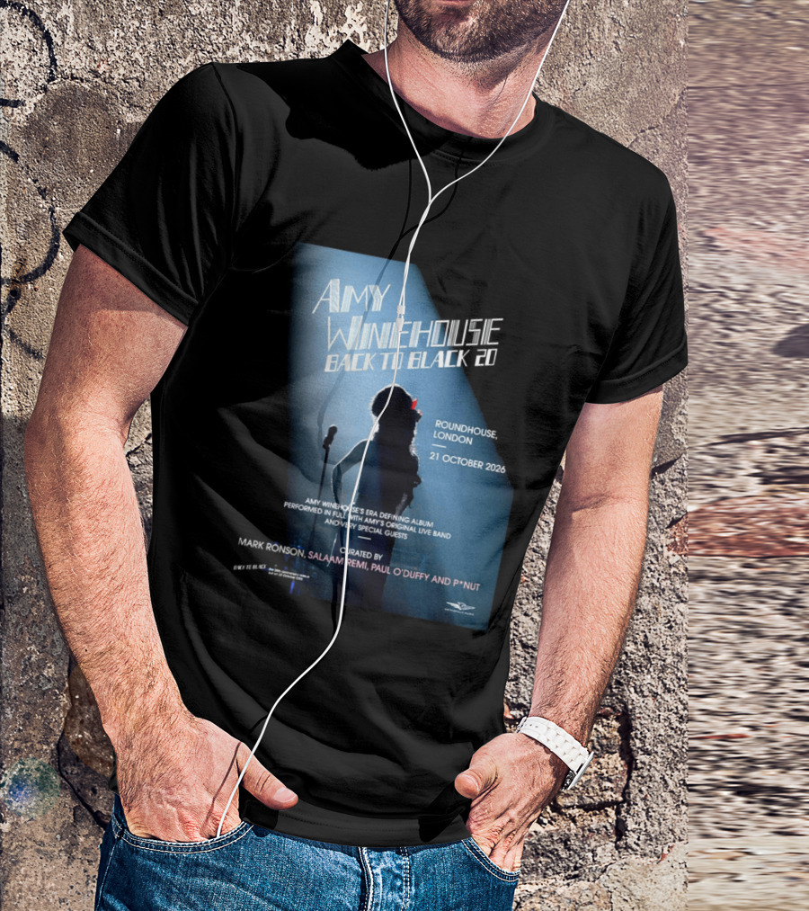 Amy Winehouse Back To Black 20 Roundhouse London 21 October 2026 Live Performance Event T-Shirt