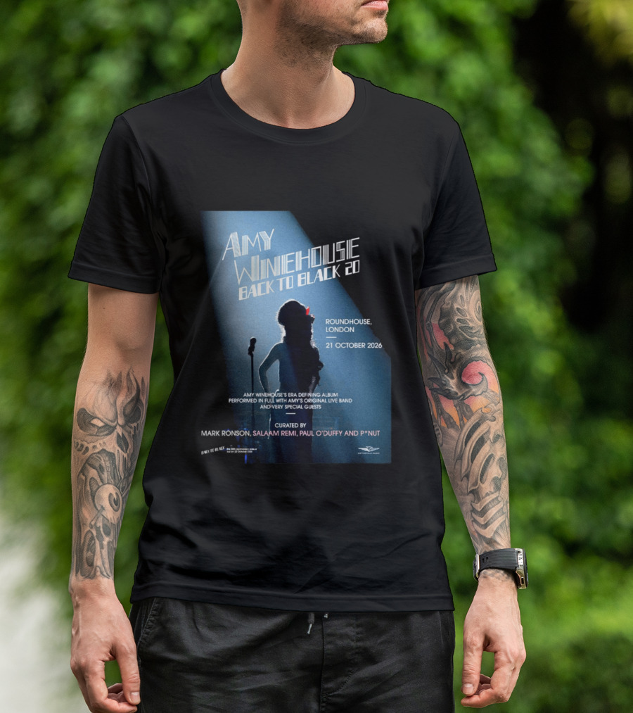 Amy Winehouse Back To Black 20 Roundhouse London 21 October 2026 Live Performance Event T-Shirt