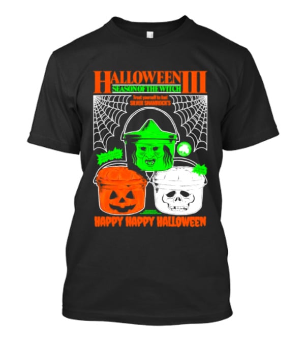 Halloween III Season Of The Witch Silver Shamrock Pumpkin Skull Witch Buckets Happy Happy Halloween T-Shirt