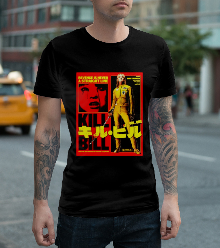 Revenge Is Never A Straight Line Kill Bill Vol One Uma Thurman Quentin Tarantino T-Shirt