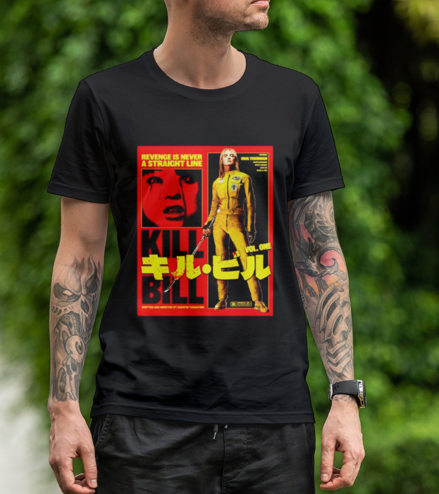 Revenge Is Never A Straight Line Kill Bill Vol One Uma Thurman Quentin Tarantino T-Shirt