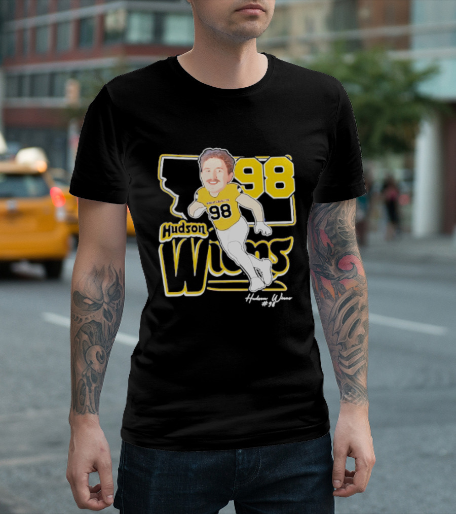 Hudson Wiens 98 Montana State Bobcats Player Caricature T-Shirt