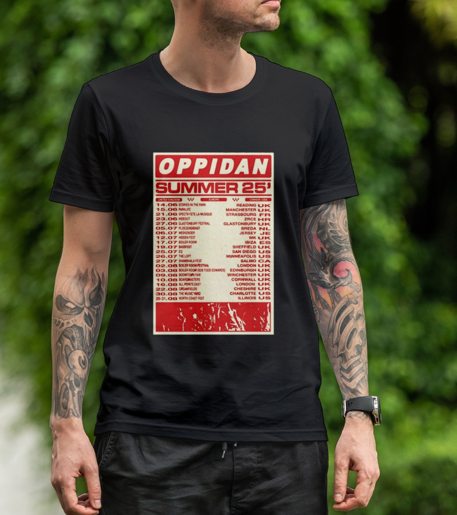 Oppidan Summer Tour 2025 Concert Dates Across UK Europe Canada USA T-Shirt