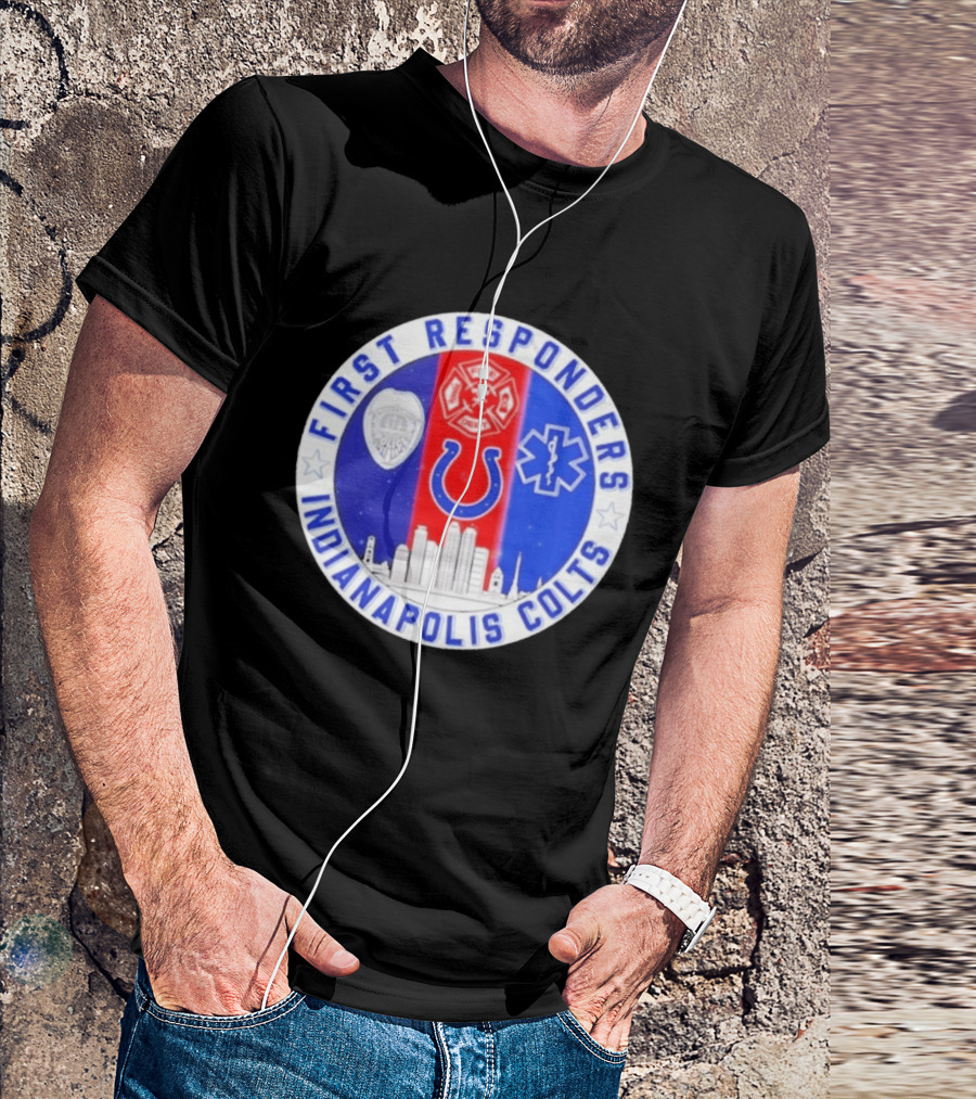 First Responders Indianapolis Colts 9/11 Skyline Police Fire Ambulance T-Shirt
