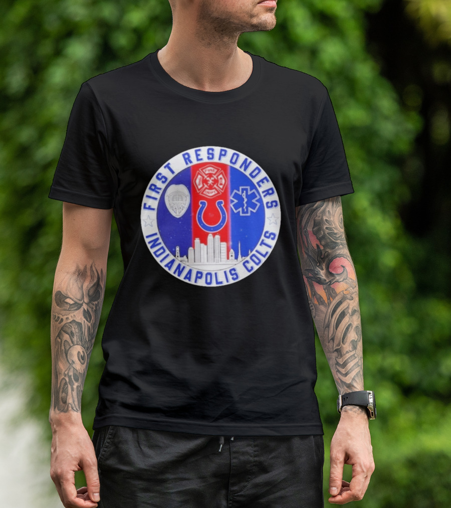 First Responders Indianapolis Colts 9/11 Skyline Police Fire Ambulance T-Shirt