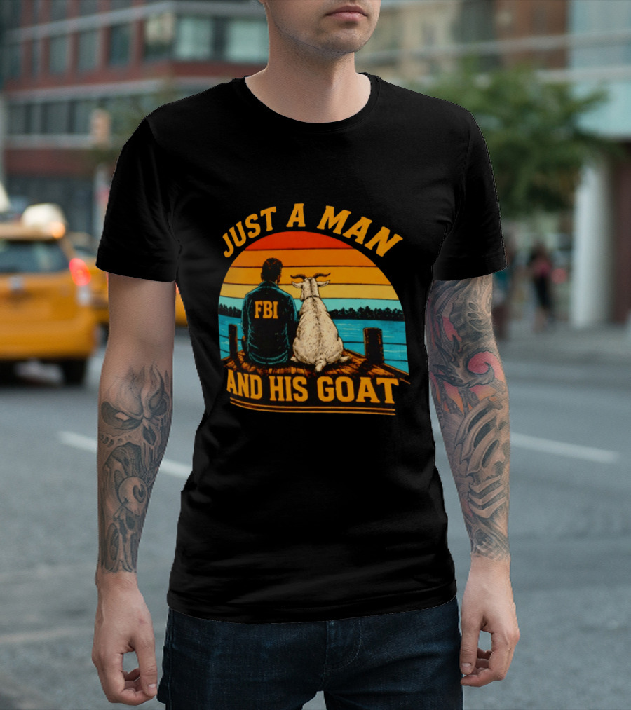 Just A Man And His Goat Fbi Meme Kash Patel Sunset Lake View T-Shirt