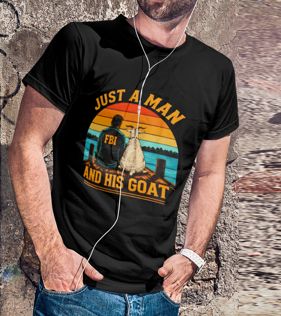 Just A Man And His Goat Fbi Meme Kash Patel Sunset Lake View T-Shirt