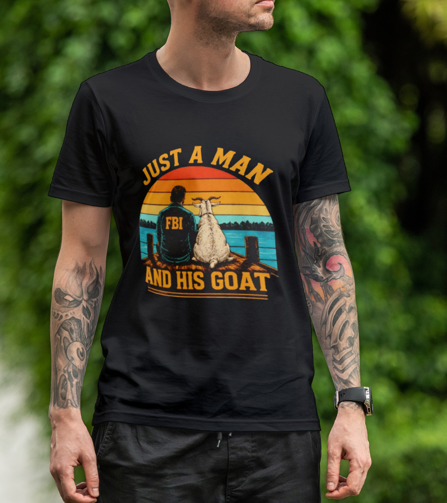 Just A Man And His Goat Fbi Meme Kash Patel Sunset Lake View T-Shirt