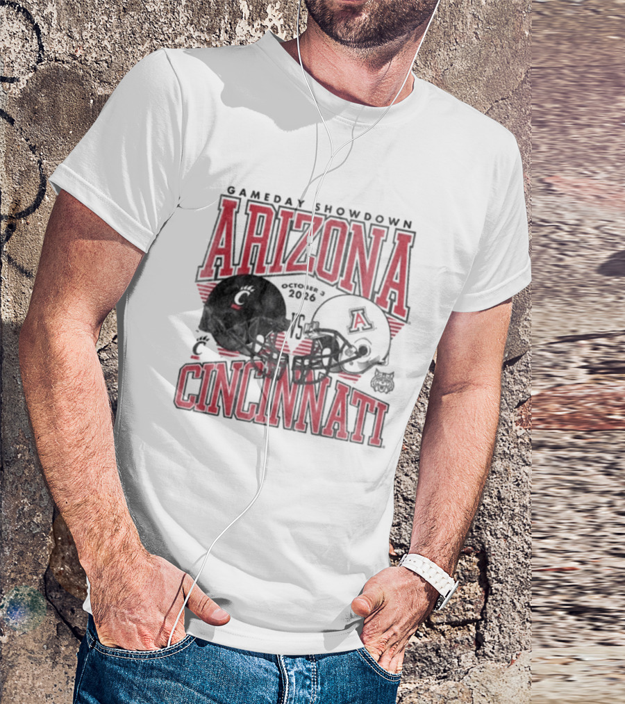Arizona Wildcats Vs Cincinnati Bearcats October 3 2026 Football Helmet Gameday Showdown T-Shirt