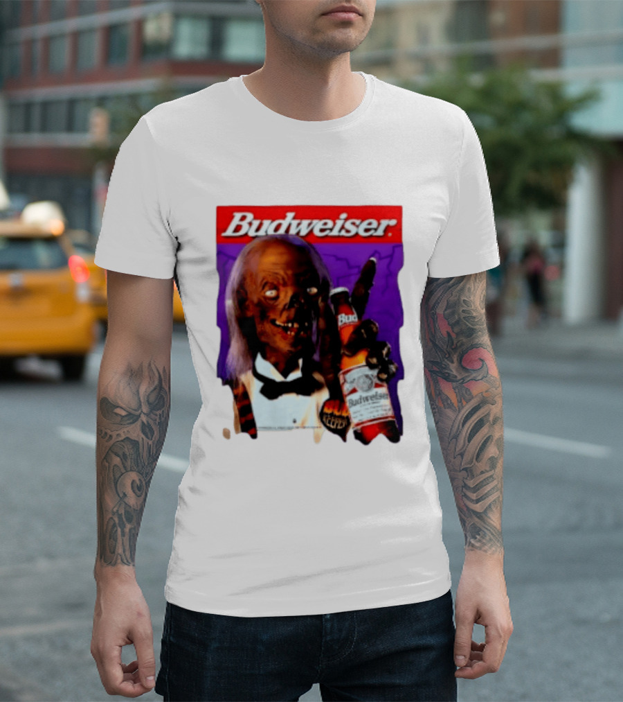 Budweiser Bud Keeper Zombie Halloween Beer Bottle Advertisement T-Shirt
