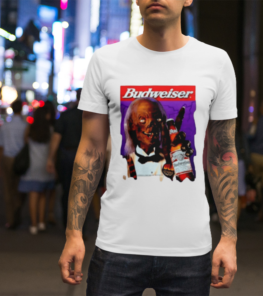 Budweiser Bud Keeper Zombie Halloween Beer Bottle Advertisement T-Shirt