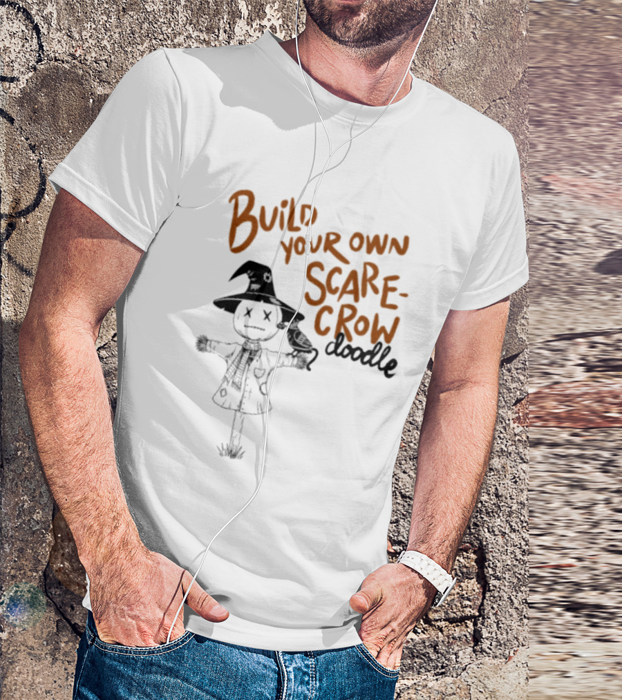 Build Your Own Scarecrow Doodle Halloween Tetedoodles T-Shirt