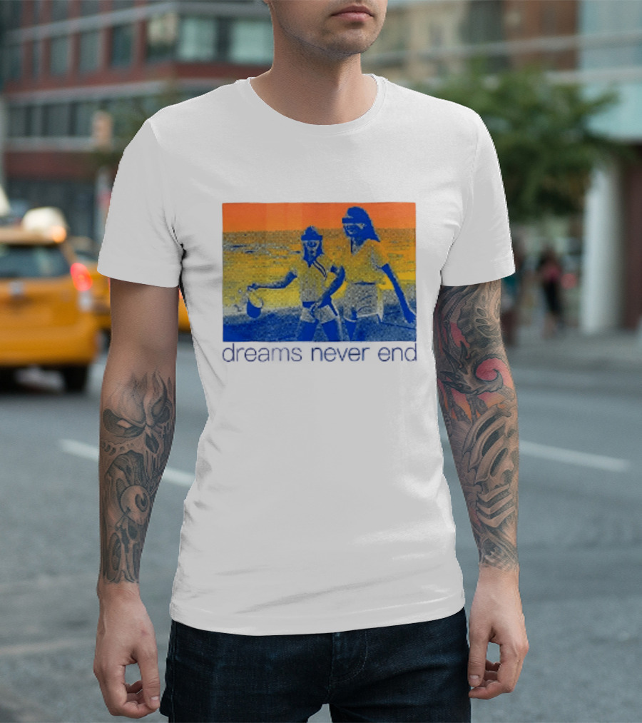 Dreams Never End DFA Records New York City Retro Beach Scene T-Shirt