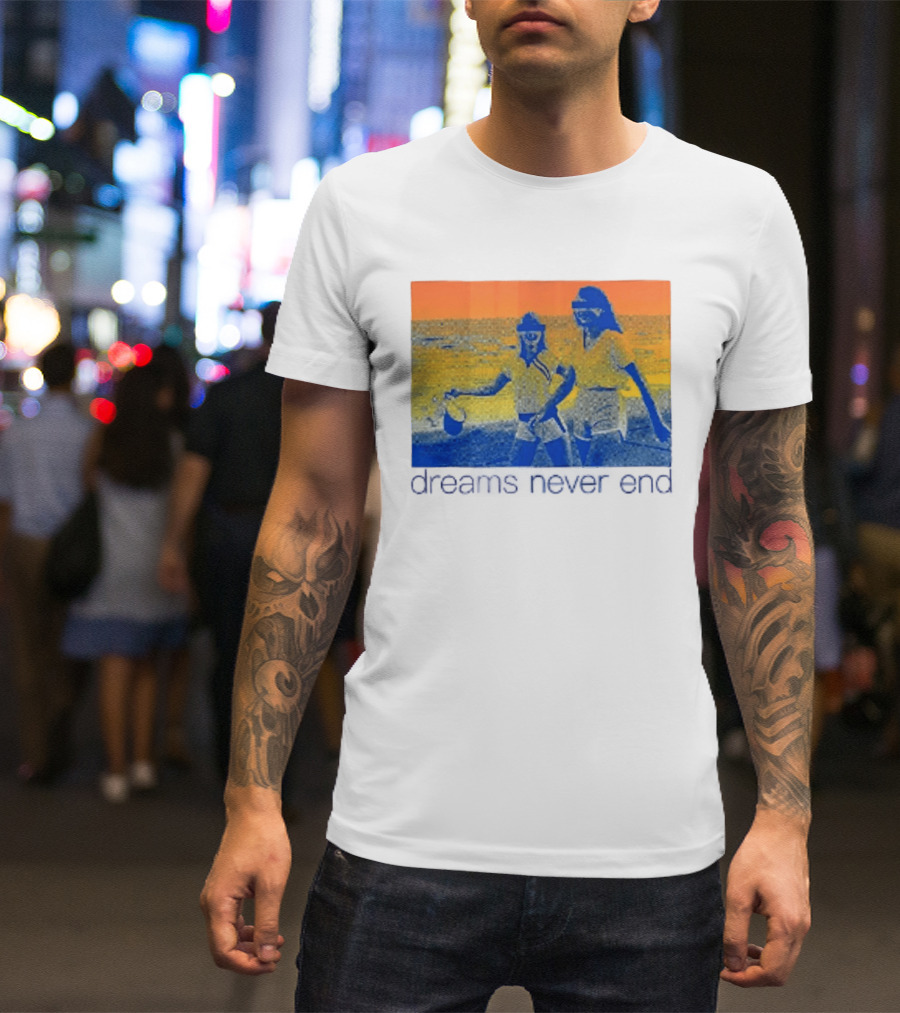 Dreams Never End DFA Records New York City Retro Beach Scene T-Shirt