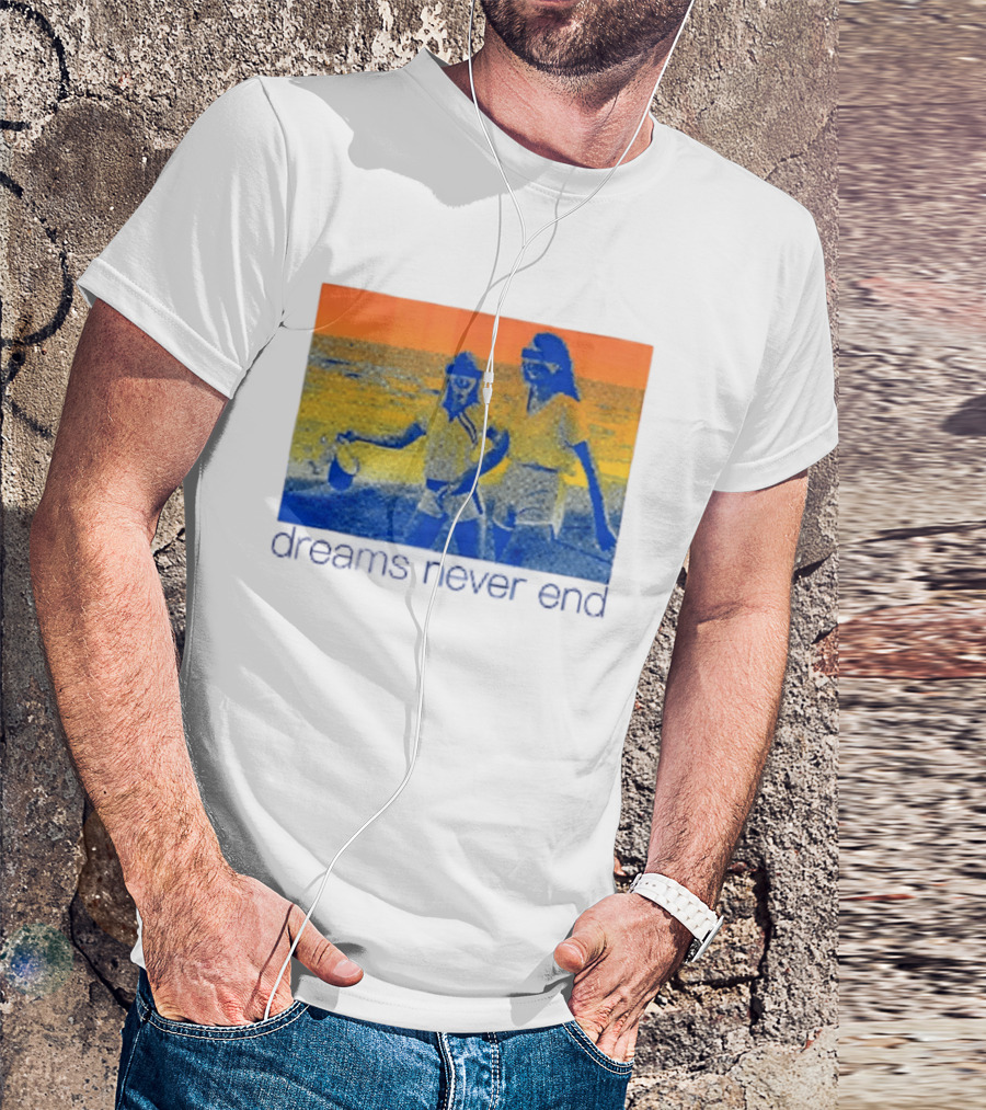 Dreams Never End DFA Records New York City Retro Beach Scene T-Shirt