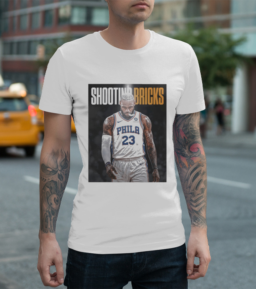 Shooting Bricks LeBron 23 Philly Basketball Meme T-Shirt