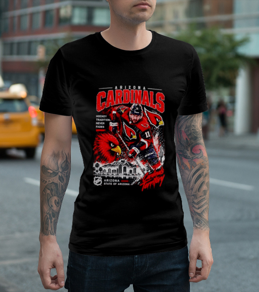 Arizona Cardinals NHL Hockey Tradition Never Fades Cardinals Territory Arizona Skyline T-Shirt