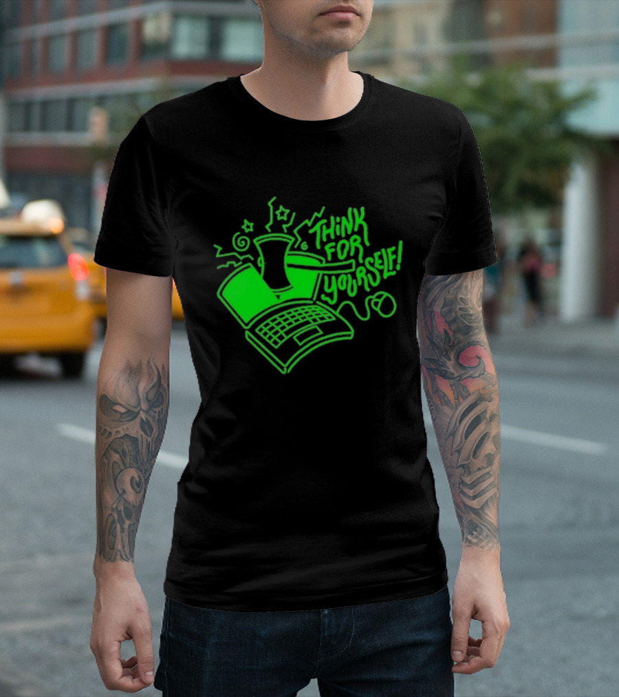 Avi Matzo X RAYGUN Think For Yourself Computer Stars Green T-Shirt