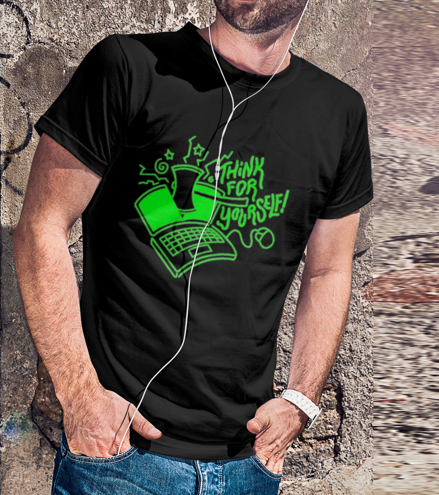 Avi Matzo X RAYGUN Think For Yourself Computer Stars Green T-Shirt