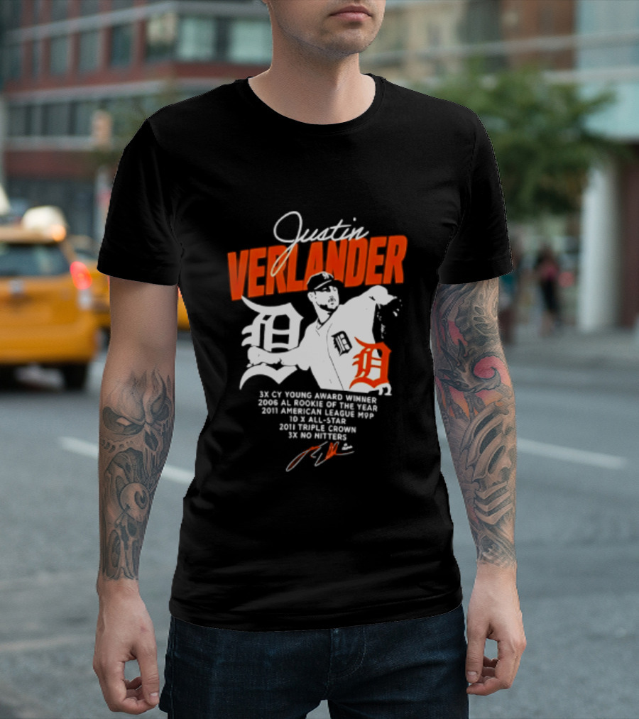 Justin Verlander 35 Detroit Tigers MLB MVP 2006 AL Rookie Cy Young T-Shirt