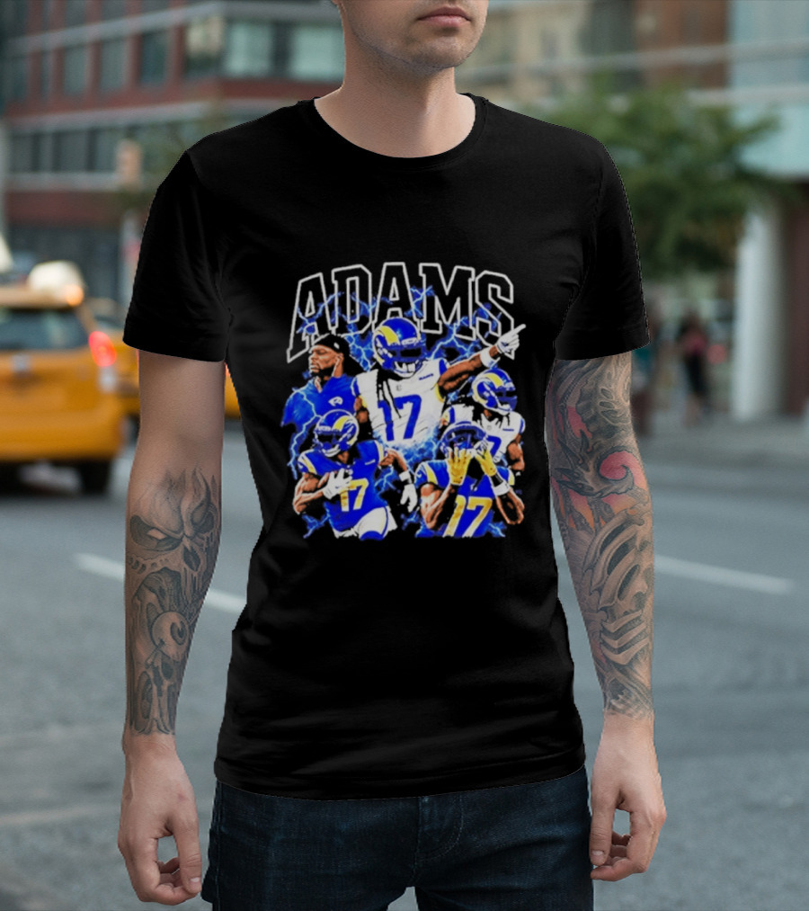 Los Angeles Rams 17 Adams Thunder Player Collage T-Shirt