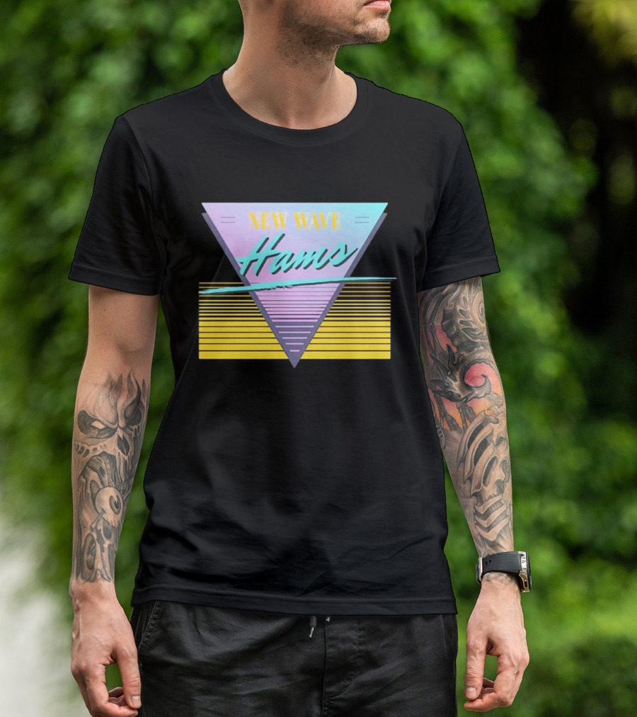 New Wave Hams Retro 80s Aesthetic Triangle Stripes T-Shirt